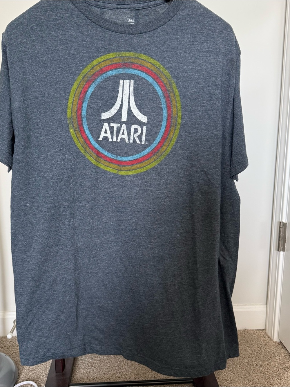 Atari Retro Logo Tee in Heather Charcoal